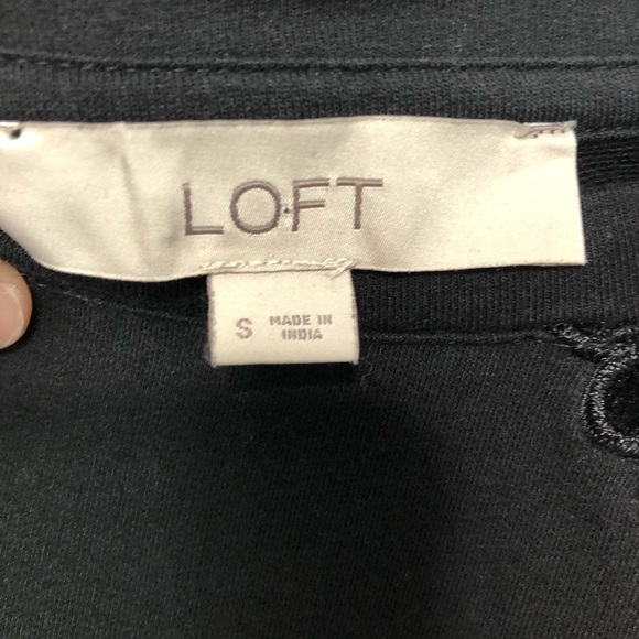 Loft-Black Velvet Accent Shoulders Sweatshirt S - Picture 6 of 7